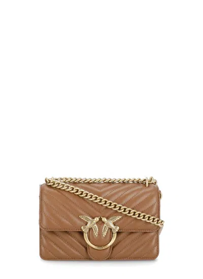 Pinko Mini Love One Chevron Bag In Brown