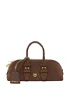 Pinko Bowling Baguette Shoulder Bag In Brown
