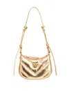Pinko Baby Half-moon Shape Shoulder Bag In Laminated Leather In Gold