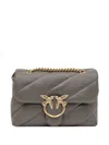 Pinko Love Quilted Logo-embellished Shoulder Bag In Gray