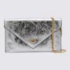 Pinko Silver Tone Leather Crossbody Bag In Silver