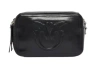 Pinko Smooth Black Leather Shoulder Bag In Black
