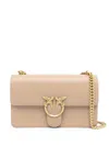 Pinko Classic Love Leather Shoulder Bag In Neutral