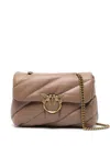 Pinko Quilted Sand Beige Calf Leather Shoulder Bag In Multi