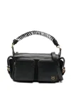 Pinko Nero E Oro Leather Shoulder Bag In Black