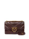 Pinko Bordeaux Leather Shoulder Bag With Chevron Design In Multicolor