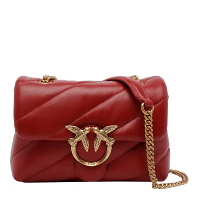 Pinko Quilted-design Chain-strap Shoulder Bag In Red