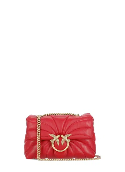 Pinko Quilted Love Puff Mini Crossbody Bag In Red-antique Gold