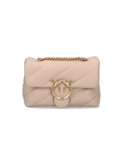 Pinko Mini Handbag With Quilted Oblique Pattern And Gold-tone Details In Pink