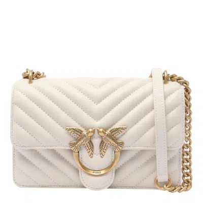 Pinko Love One Quilted Shoulder Bag In White