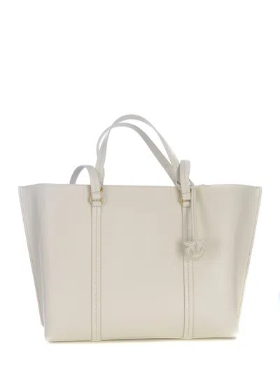 Pinko Shopper Bag  Carrie Made Of Tumbled Leather In Beige