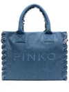 PINKO PINKO 'BEACH' DENIM BAG WITH FRAYED EDGE