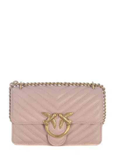 Pinko Bag  Love One Mini Made Of Chevron Nappa In Powder Pink