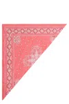 Pinko Lightweight Square Scarf With Bead And Crystal Embellishments In Red