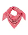 Pinko Lightweight Square Scarf With Bead And Crystal Embellishments In Multi Coral/white