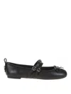 Pinko Nappa Leather Ballet Flats With Straps And Bow In Marrón