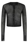 Pinko Long-sleeved Knitted Cardigan In Nero Limousine