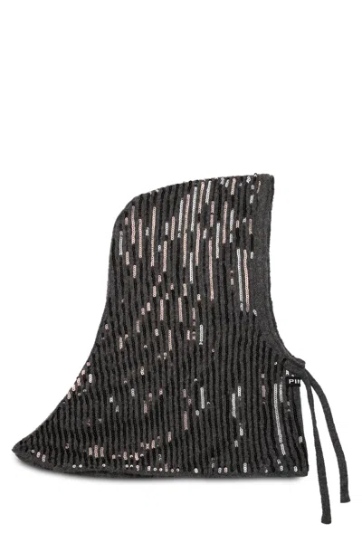 Pinko Headphones Sequin Straps City Stroll Accessory In Black