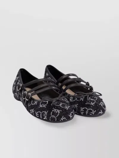 PINKO BALLERINA SHOES WITH BUCKLE AND BOW