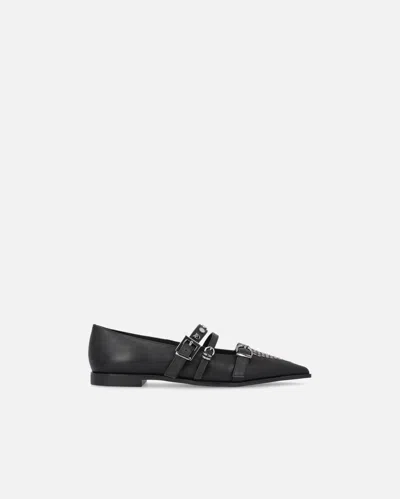 Pinko Ballerines À Bout Pointu En Cuir Clouté In Black