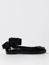 Pinko Black Ballerinas With Black Ribbon In Leather Woman In Black