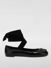 Pinko Black Ballerinas With Black Ribbon In Leather Woman In 黑色