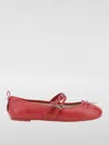Pinko Nappa Leather Ballet Flats With Straps And Bow In Red