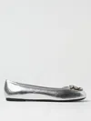 Pinko Metallic Nappa Leather Ballerinas In Silver