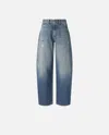 Pinko Blue Jeans With Belt Loops And Distressed Effect In Denim Woman In Blue