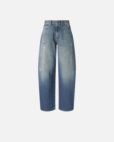 Pinko Balloon-fit Jeans With Extra-curve Leg In Blue