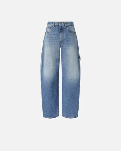 Pinko Balloon Jeans With Workwear Details In Blue