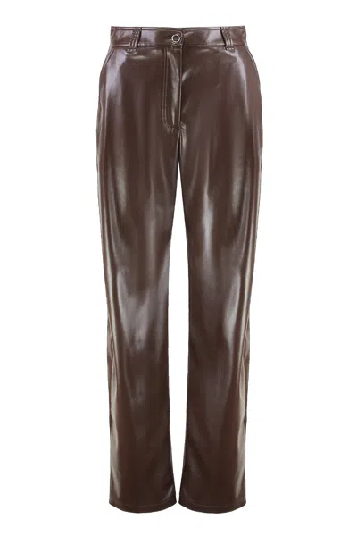 Pinko Balloon Pants Leather Effect In Brown