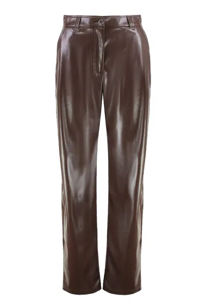 Pinko Balloon Pants Leather Effect In Brown