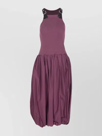 Pinko Balloon Skirt Buckle Straps Dress In Purple