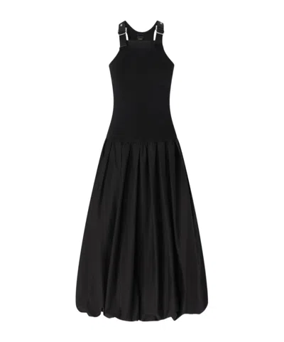 Pinko Balloon Skirt Midi Dress In Black