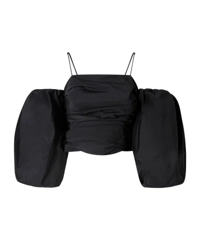 PINKO BALLOON-SLEEVE DRAPED TOP