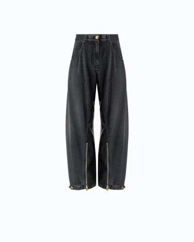 Pinko - Balloon-fit Jeans With Coated Canvas Inserts - 24 In Blue