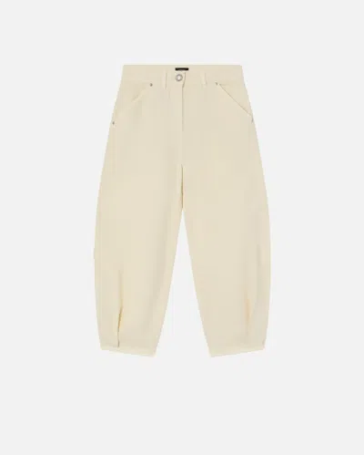 Pinko Baloon Trousers In Cotton Canvas In Milk White