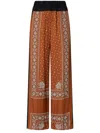Pinko Wide Bandana Pattern Pants In Brown