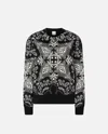 Pinko Cotton Sweatshirt With Bandana Print In Multi Nero/ecru/argento