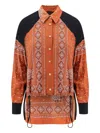 Pinko Bandana Print Drawstring Shirt In Orange