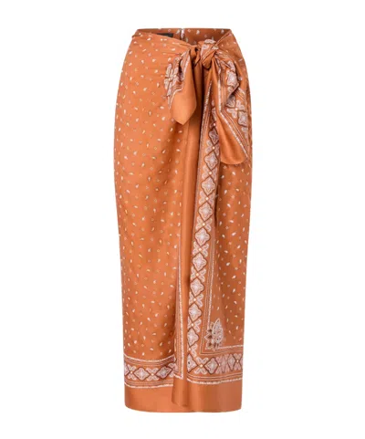 Pinko Bandana-print Finished Edge Skirt In Orange