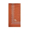 Pinko Intricate Patterned Orange And White Viscose Scarf In Brown