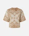 Pinko Printed T-shirt In Multicolore Beige/blanc