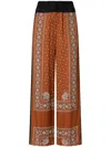 Pinko Wide Bandana Pattern Pants In Brown