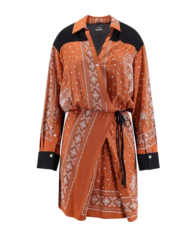 PINKO PINKO BANDANA PRINTED DROP SHOULDER MINI DRESS