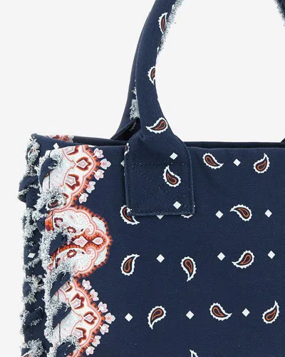 Pinko Bandana-print Cotton Tote Bag In Navy