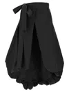 Pinko Bow-detailed Wide Taffeta Skirt In Black