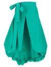 Pinko Bow-detailed Wide Taffeta Skirt In Green