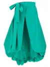 Pinko Bow-detailed Wide Taffeta Skirt